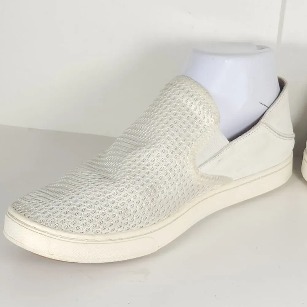 Olukai Women's Pehuea US9 White Flat Slip On Loafer Sneakers Shoes